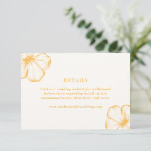 Carte D'accompagnement Beurre moderne Jaune Floral Mariage élégant