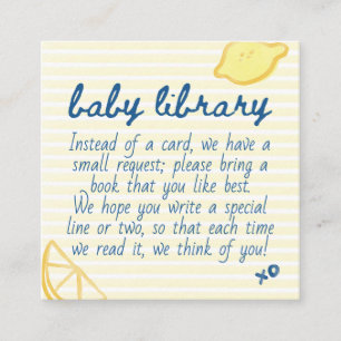 Carte D'accompagnement Bibliothèque pour bébé Gingham jaune Citrus italie