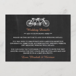 Carte D'accompagnement Bicyclette Tandem Sur Chalkboard Mariage Détail In
