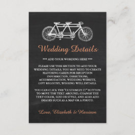 Carte D'accompagnement Bicyclette Tandem Sur Chalkboard Mariage Détail In