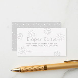 Carte D'accompagnement Billet Baby shower à feuillets de neige gris