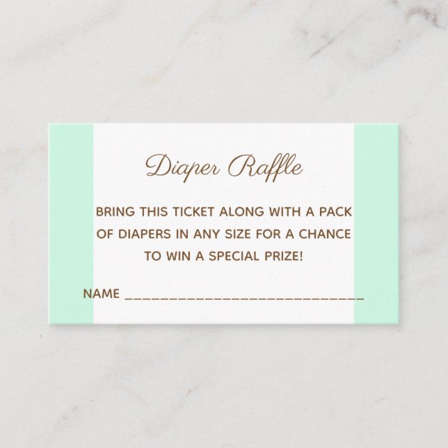 Carte D'accompagnement Billet baby shower Bear Mint Green Diaper Raffle (Devant)