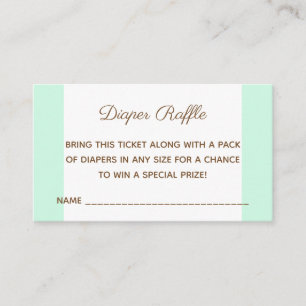 Carte D'accompagnement Billet baby shower Bear Mint Green Diaper Raffle