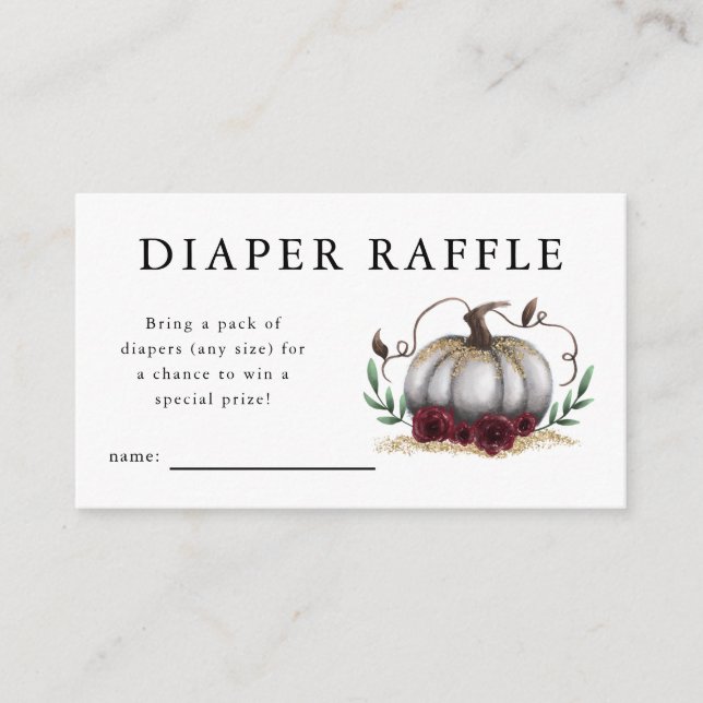 Carte D'accompagnement Billet Baby shower Citrouille blanc (Devant)