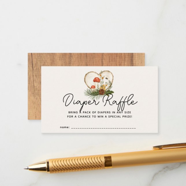 Carte D'accompagnement Billet Baby shower de couches de bois (Devant/Arrière en situation)