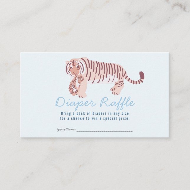Carte D'accompagnement Billet Baby shower de couches de  de tigre bleu (Devant)