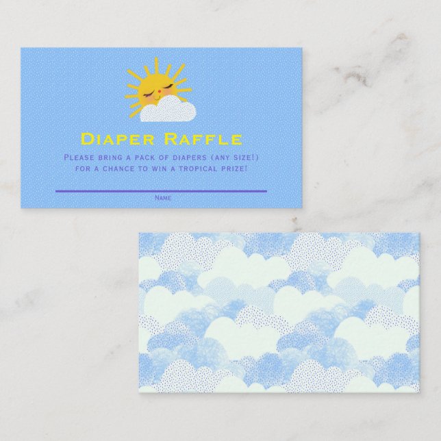 Carte D'accompagnement Billet Baby shower de couches nuageuses au soleil (Devant / Derrière)
