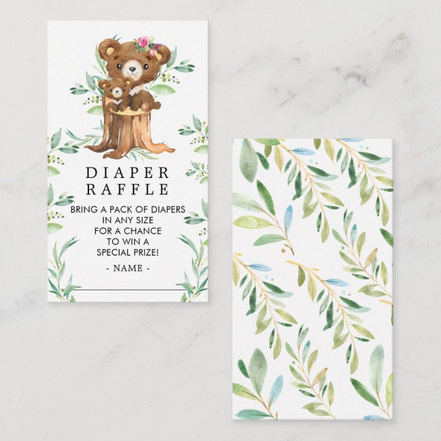 Carte D'accompagnement Billet Baby shower de couches pour bébé et maman (Devant / Derrière)