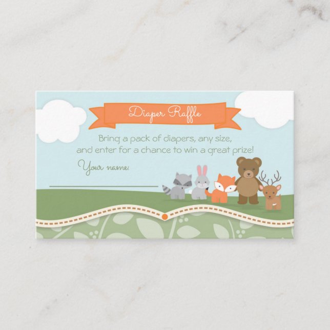 Carte D'accompagnement Billet Baby shower de lessive pour animaux de bois (Devant)