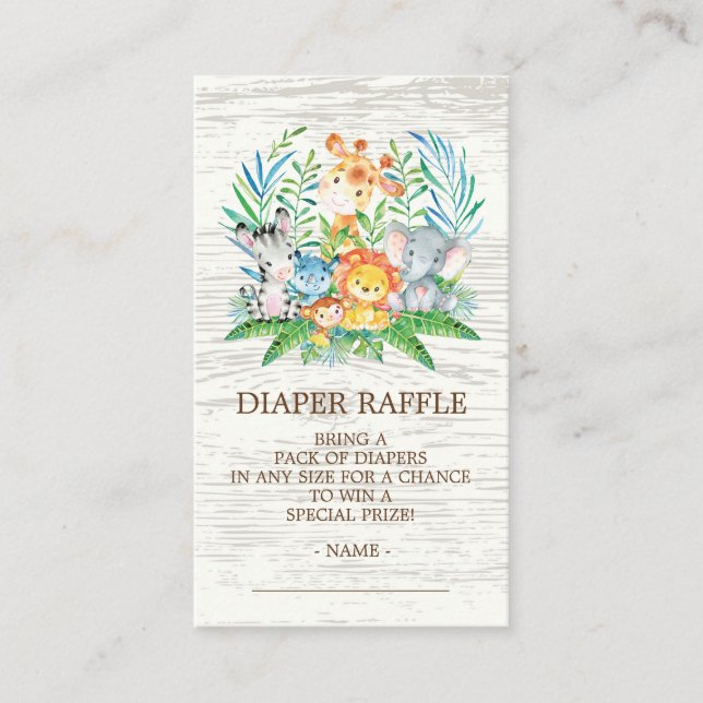 Carte D'accompagnement Billet Baby shower Déchets Safari Jungle (Devant)