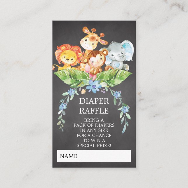 Carte D'accompagnement Billet Baby shower Déchets Safari Jungle (Devant)