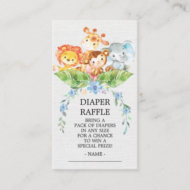 Carte D'accompagnement Billet Baby shower Déchets Safari Jungle (Devant)