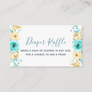 Carte D'accompagnement Billet Baby shower  doré turquoise