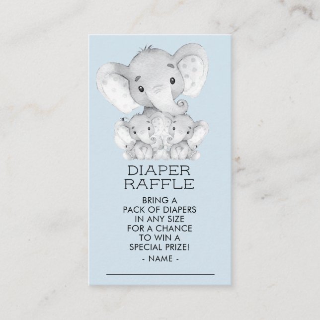 Carte D'accompagnement Billet Baby shower rabat Eléphant TwinBoys (Devant)