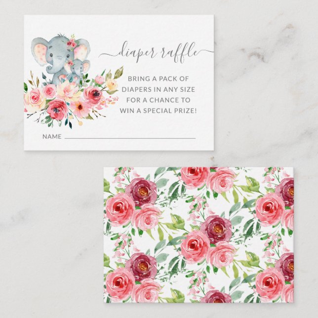 Carte D'accompagnement Billet bébé bébé et maman Eléphant Douche Refle (Devant / Derrière)