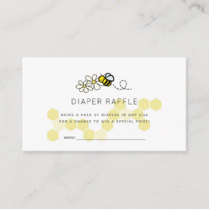 Carte D'accompagnement Billet Bee Daisy White Baby shower Diaper Raffle