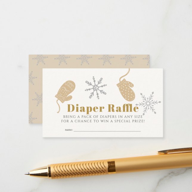 Carte D'accompagnement Billet Beige Beanie Baby shower Déchets Raffle (Devant/Arrière en situation)