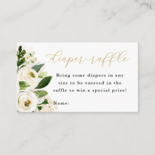 Carte D'accompagnement Billet blanc et doré floral pour bébé roulette