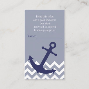 Carte D'accompagnement Billet Bleu Ancre Nautique Chevron Déchets Raffle