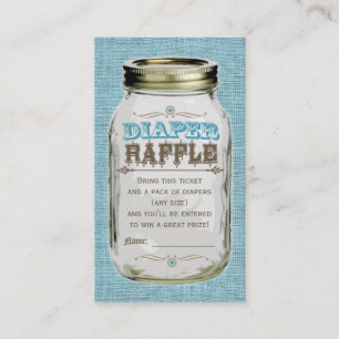 Carte D'accompagnement Billet bleu de tombola de couche-culotte de bébé