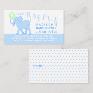 Carte D'accompagnement Billet Blue Circus Cute Elephant Diaper Raffle