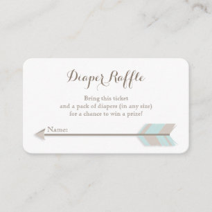 Carte D'accompagnement Billet Boho Baby shower Blue & Grey Diaper