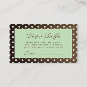 Carte D'accompagnement Billet Brown et vert de tombola de couche-culotte
