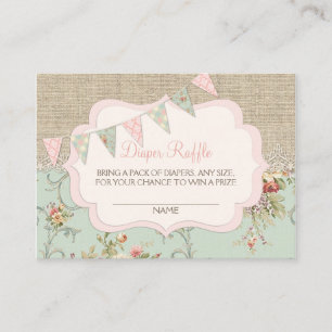 Carte D'accompagnement Billet chic de tombola de couche-culotte de pays