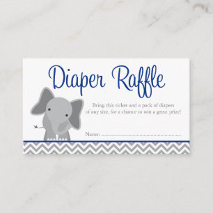 Carte D'accompagnement Billet chic Elephant Chevron Navy Diaper Raffle