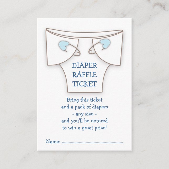 Carte D'accompagnement Billet Cute Diaper avec Baby shower Bleu Pins Raff (Devant)