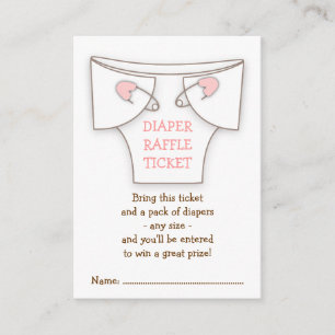 Carte D'accompagnement Billet Cute Diaper avec Pins Rose Baby shower Raff