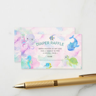 Carte D'accompagnement Billet Cute Under the Sea Diaper Raffle