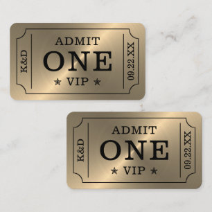 Carte D'accompagnement Billet d'admission à une fête moderne - Or