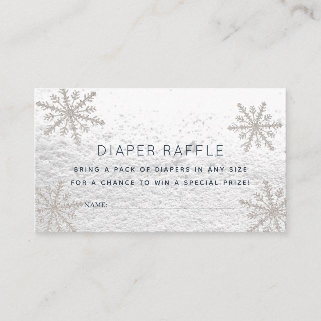 Carte D'accompagnement Billet de Baby shower à feuillets à neige en argen (Devant)