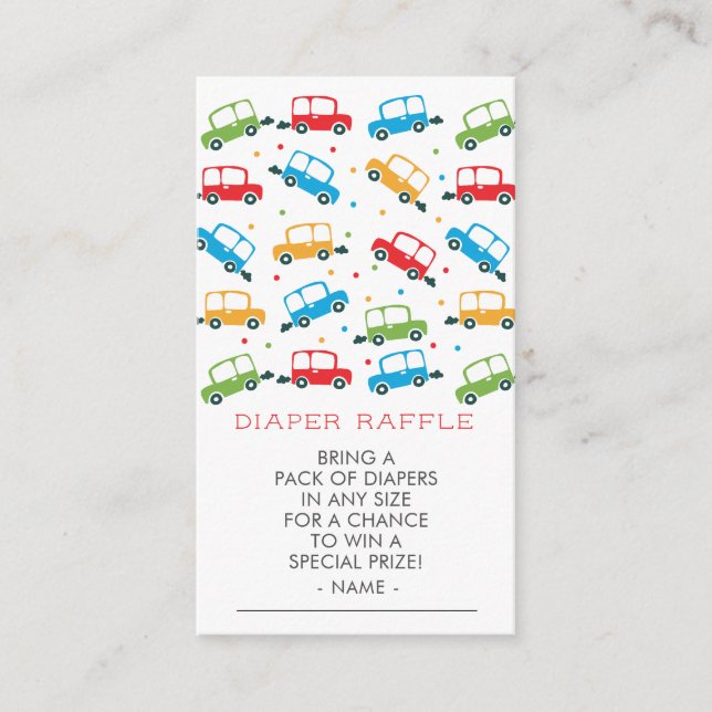 Carte D'accompagnement Billet de Baby shower de couches de voitures lumin (Devant)