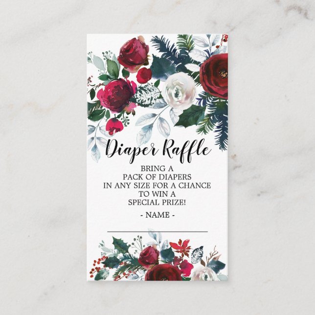 Carte D'accompagnement Billet de Baby shower de la fleur d'hiver (Devant)