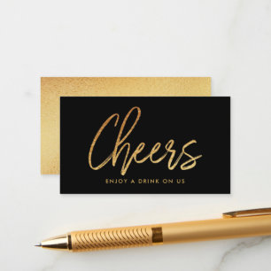 Carte D'accompagnement Billet de boisson "Cheers" avec écriture moderne e