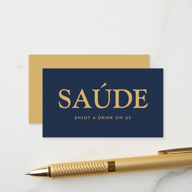 Carte D'accompagnement Billet de boissons gratuits "Saúde" en police de c (Devant/Arrière en situation)