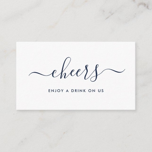 Carte D'accompagnement Billet de boissons gratuits Simple Script - Marine (Devant)