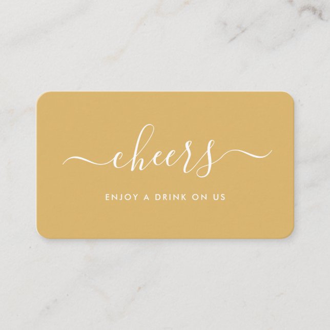 Carte D'accompagnement Billet de boissons gratuits Simple Script - Or et  (Devant)
