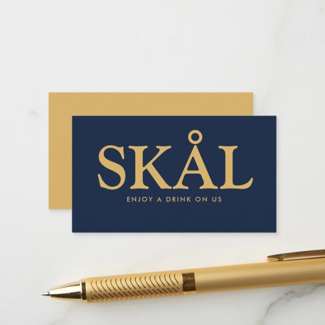 Carte D'accompagnement Billet de boissons gratuits "Skål" en caractères g (Devant/Arrière en situation)