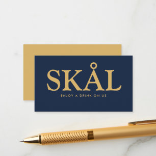 Carte D'accompagnement Billet de boissons gratuits "Skål" en gras caractè