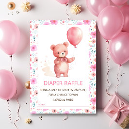 Carte D'accompagnement Billet de rabat à ballons rose en peluche mignon