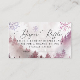 Carte D'accompagnement Billet de rabat à couches roses hiver Snowflakes