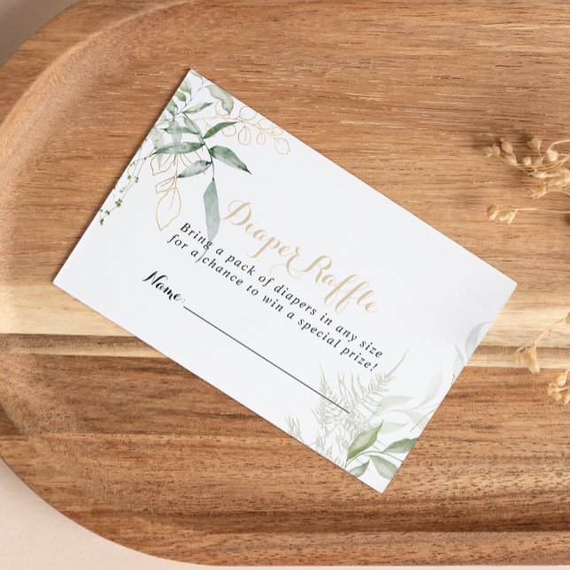 Carte D'accompagnement Billet de rabat au feuillage vert or (Créateur téléchargé)