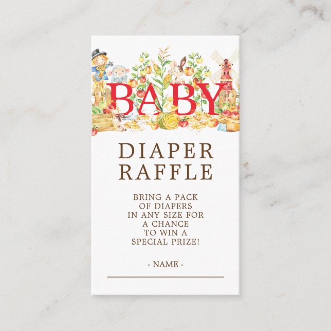 Carte D'accompagnement Billet de rabat Baby shower de la couche agricole (Devant)