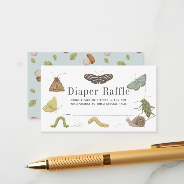 Carte D'accompagnement Billet de rabat Baby shower Insectes de bugs (Devant/Arrière en situation)