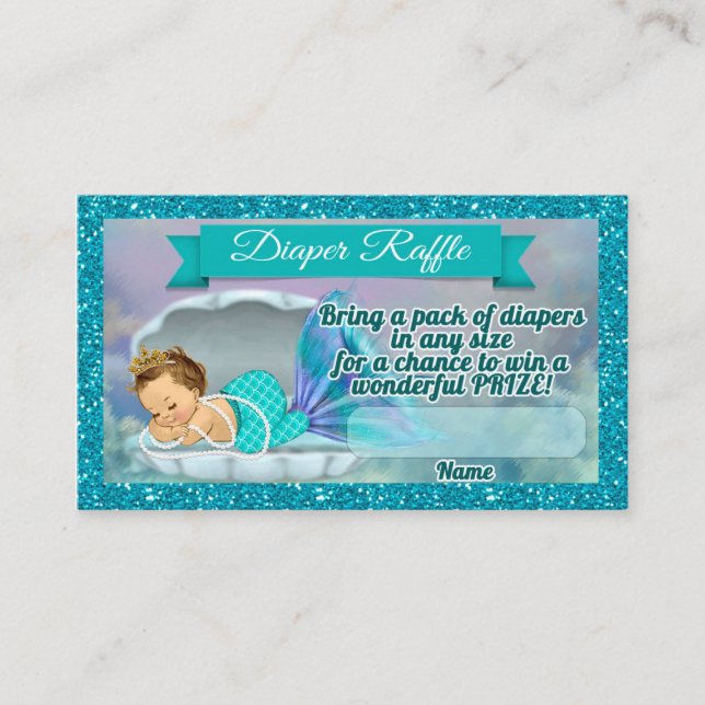 Carte D'accompagnement Billet de rabat de Baby shower de sirène #130 (Devant)