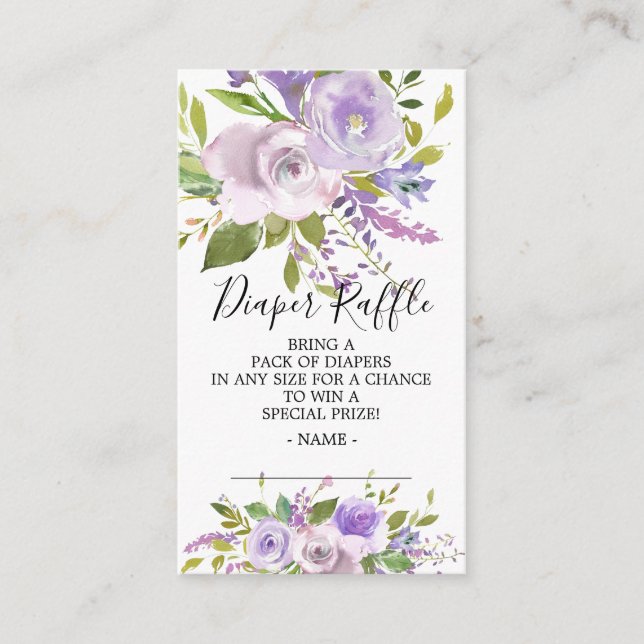 Carte D'accompagnement Billet de rabat de Baby shower floral Lavender (Devant)