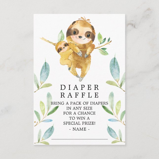 Carte D'accompagnement Billet de rabat de Baby shower Sloth (Devant)
